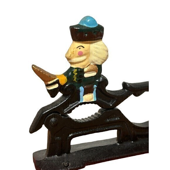 Hand Paint Metal Cast Iron Lever Style Soldier Nutcracker Wood Base 7"L… - Picture 2 of 8